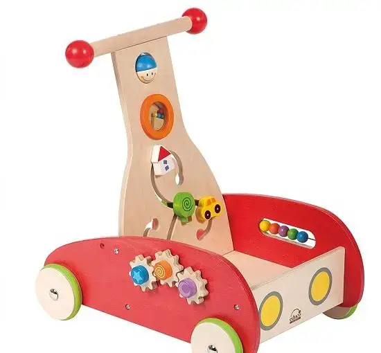 Hape Wonder Walker for Toddlers - A sturdy and colorful wooden walker with engaging activities for early learning and development.